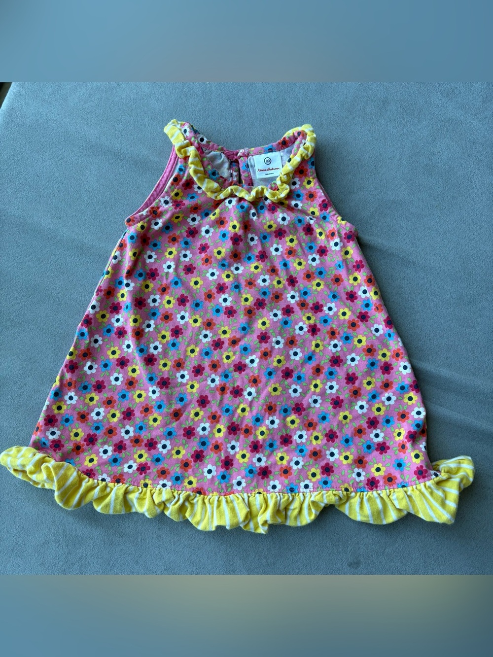 Hanna Andersson Floral Summer Tank Ruffle Dress Size 80 or 2T